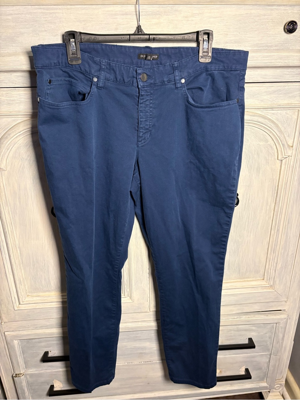 Eileen‎ Fisher Navy Organic Cotton High Waisted Jeans Stretch Minimalist Classic - Picture 2 of 8